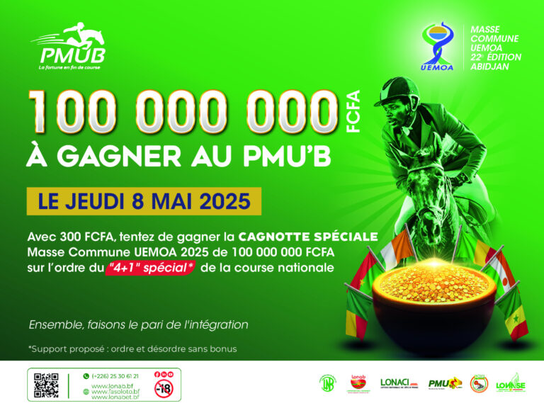 MASSE COMMUNE UEMOA 2025 : La LONAB vous donne rendez-vous ce jeudi 8 mai pour décrocher une cagnotte spéciale 100.000.000 FCFA