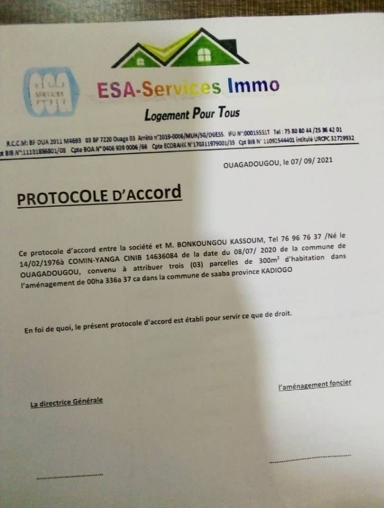 DEPOSSESSION D’UN TERRAIN DE 3000 M² A SAABA: Le jeu trouble du Maire Joseph Dipama