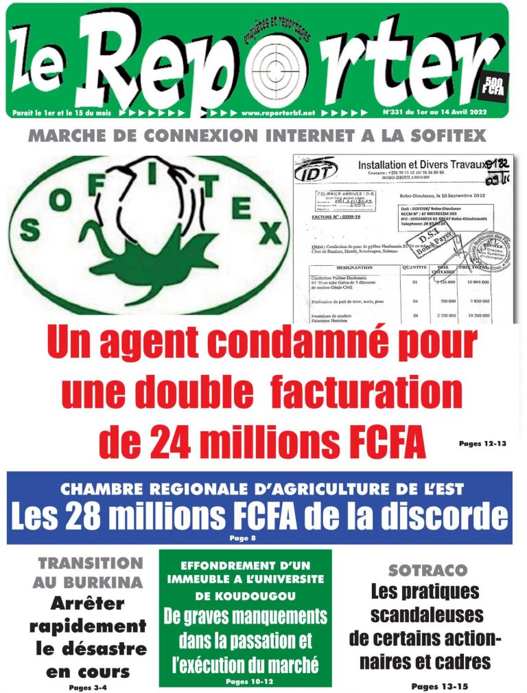La Une du 1er Avril 2022