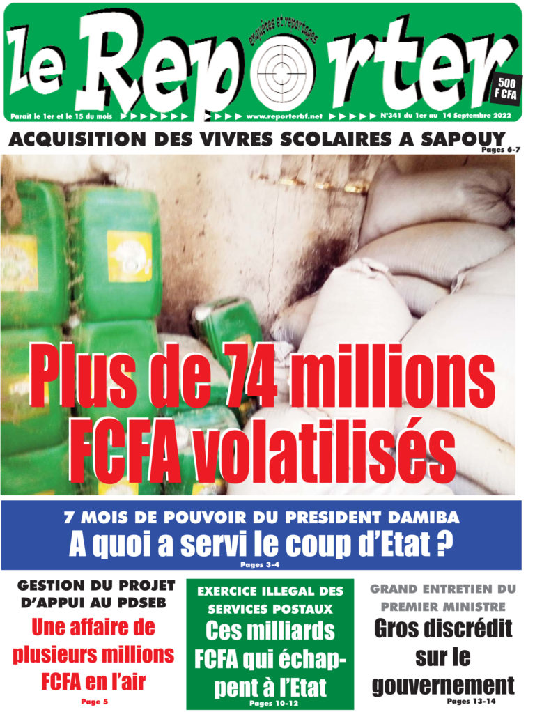 La Une du 1er Septembre 2022
