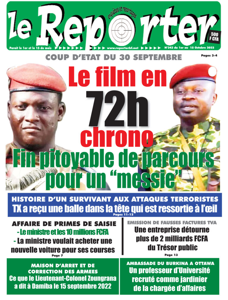 La Une du 1er Octobre 2022