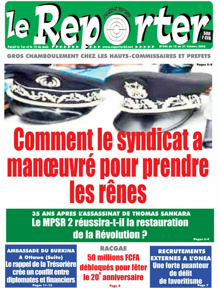 La Une du 15 Octobre 2022