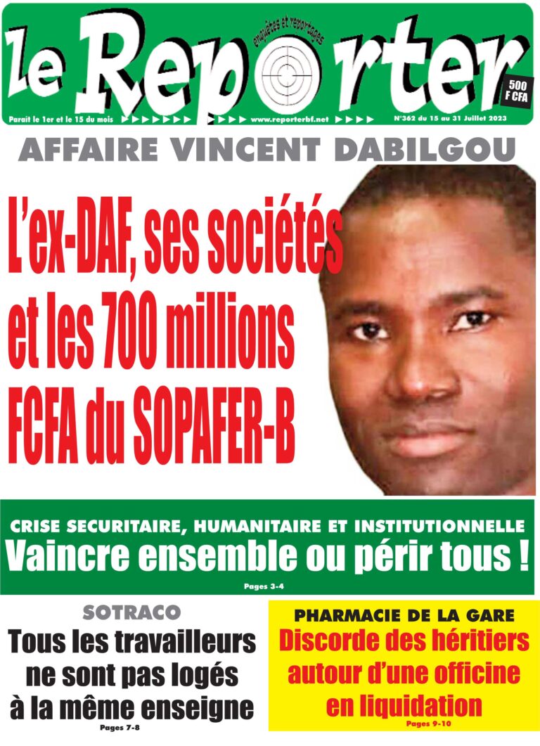 La Une du 15 juillet 2023